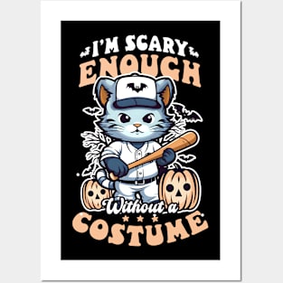 Baseball Halloween Shirt | Scary Enough Without Costume Posters and Art